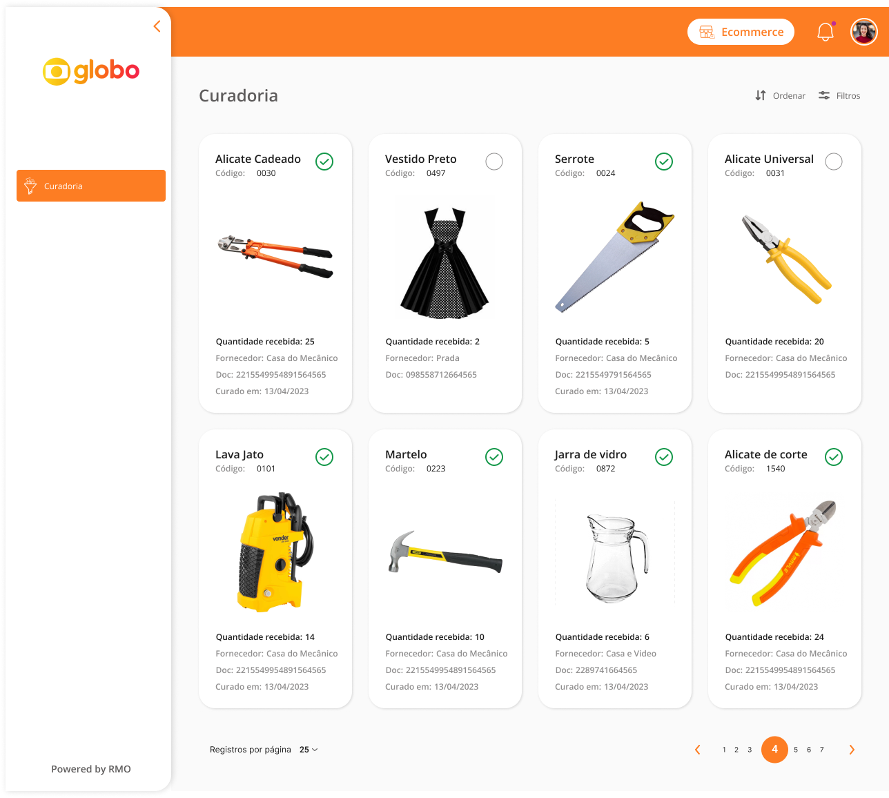 1.2 Curadoria listagem